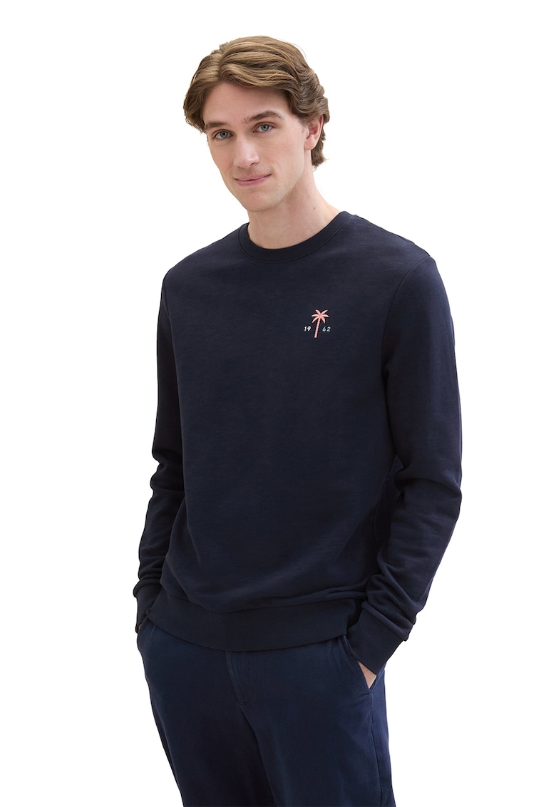 Oferte la Bluza de trening cu decolteu la baza gatului si detalii brodate - Bleumarin