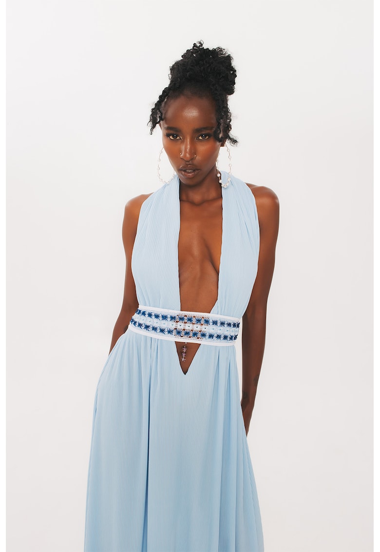 Oferte la Rochie maxi cu decolteu adanc in V - Albastru deschis