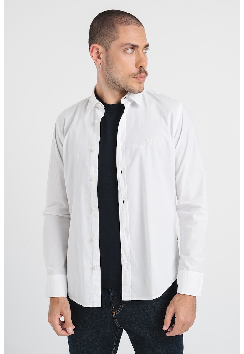 Oferte la Camasa regular fit de bumbac cu logo brodat - Alb optic