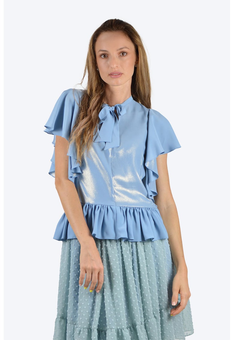 Oferte la Bluza de matase cu aspect metalizat - Albastru lavanda