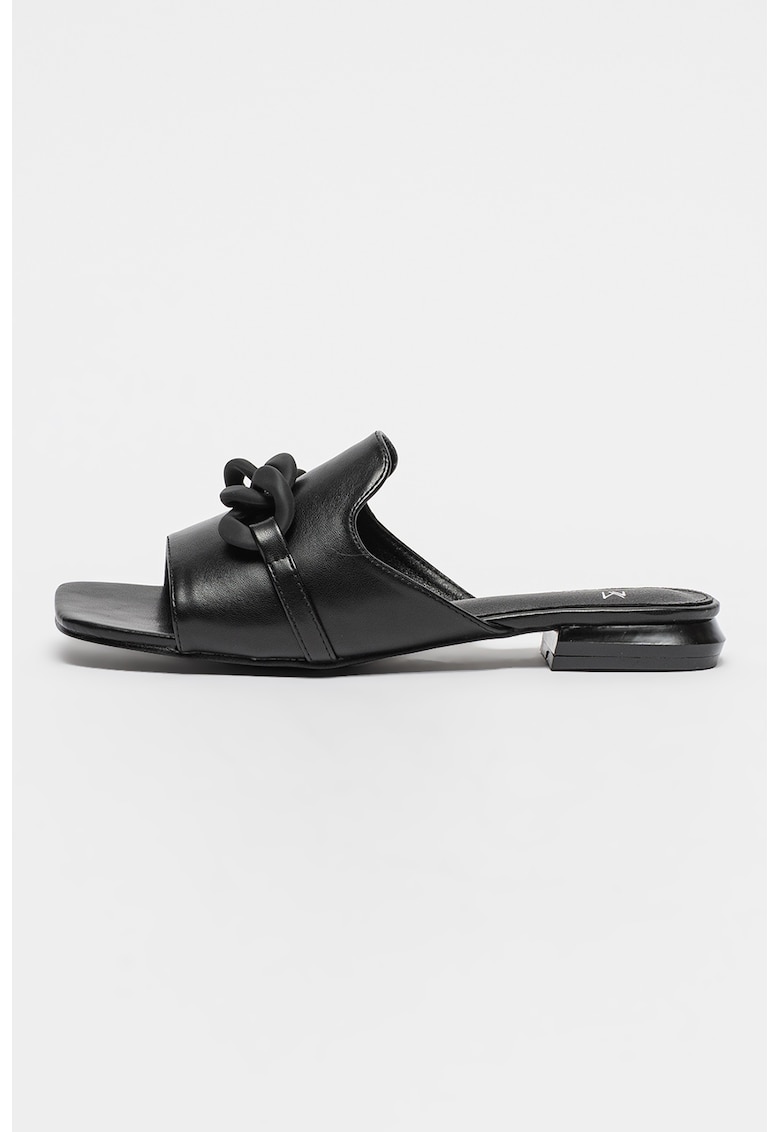 Oferte la Papuci de piele ecologica - Negru