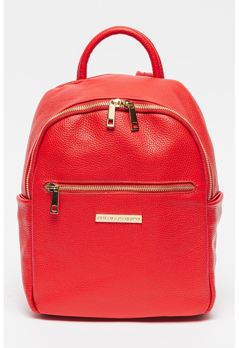 Oferte la Rucsac de piele cu logo - Rosu vermillion