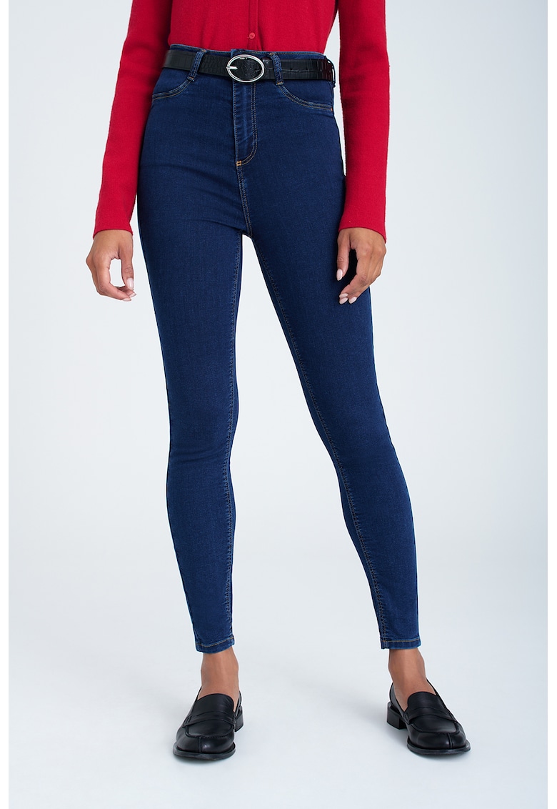 Oferte la Blugi skinny cu talie inalta1 - Bleumarin