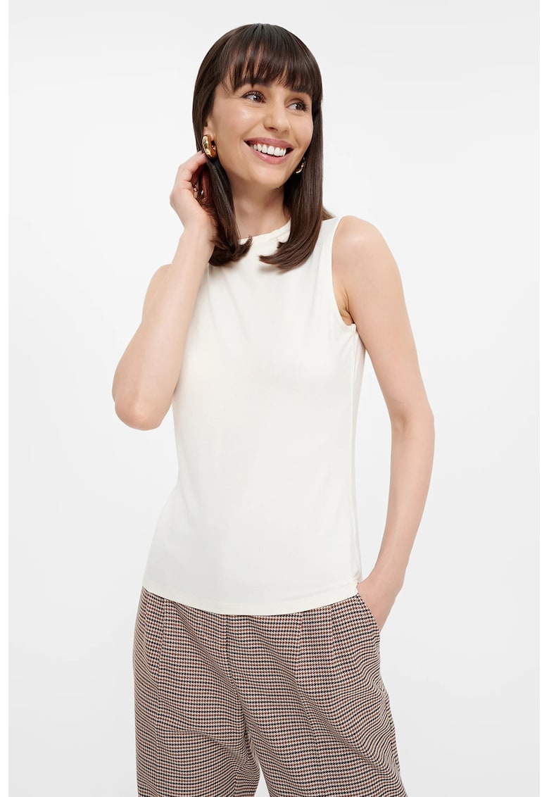 Oferte la Top din amestec de viscoza cu model uni - Alb