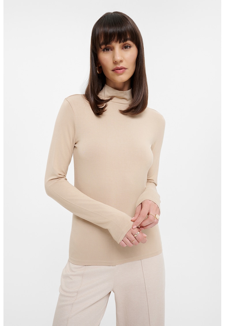 Oferte la Bluza cu guler mediu - Bej deschis