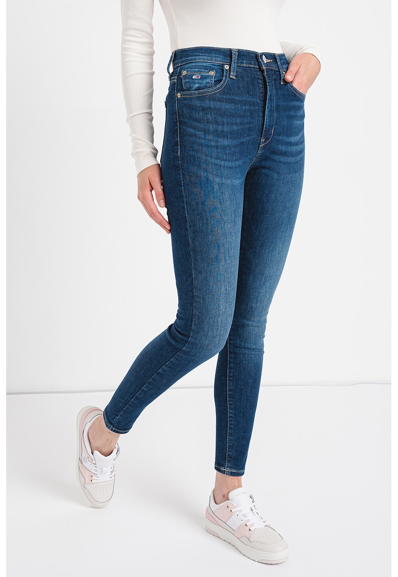 Oferte la Blugi skinny cu talie inalta Sylvia - Bleumarin