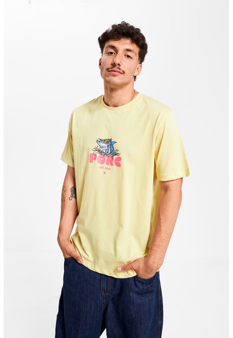 Oferte la Tricou unisex cu imprimeu logo - Galben pai/Roz/Albastru