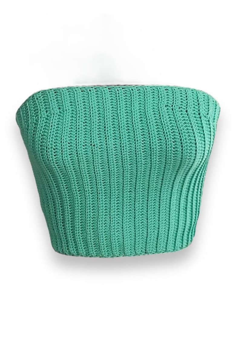 Oferte la Top crop cu panglica din satin - Verde