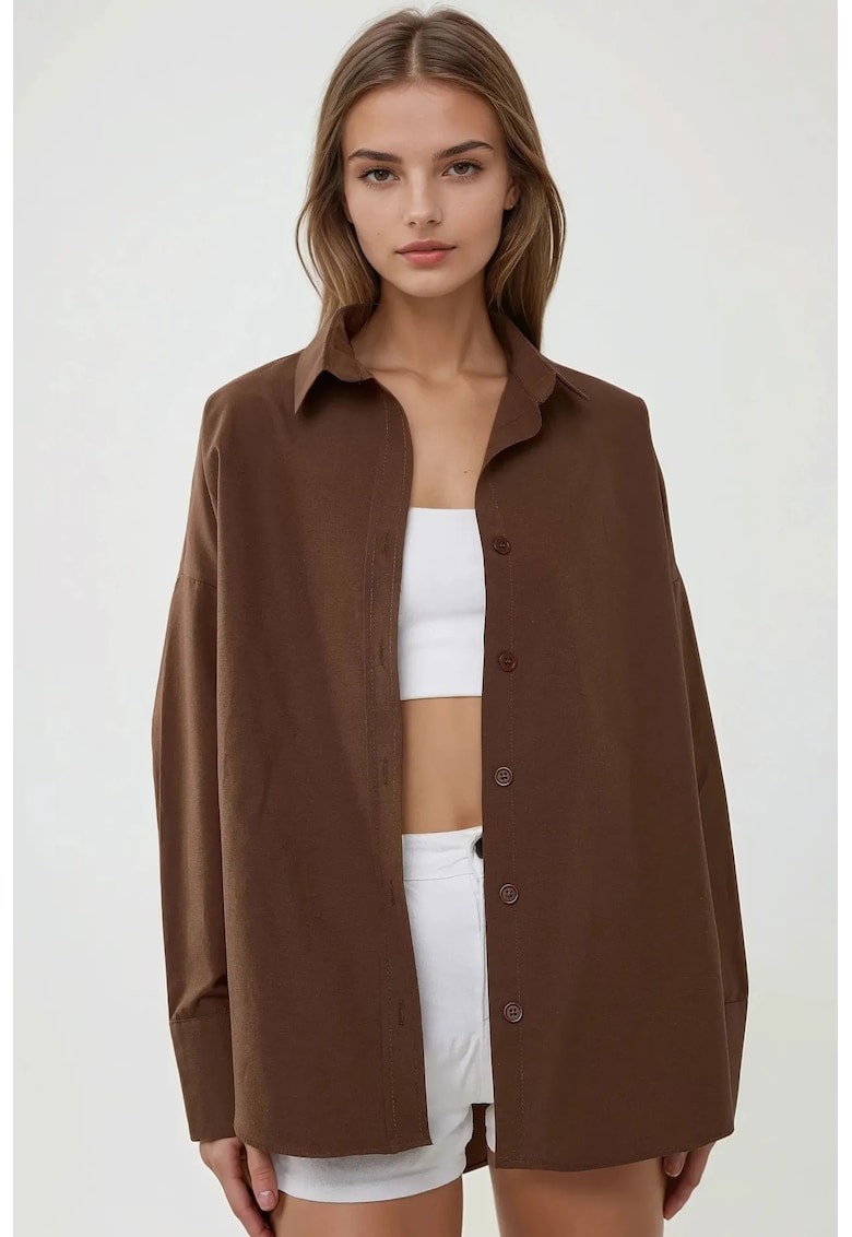Oferte la Camasa dama -  in - guler clasic - maro
