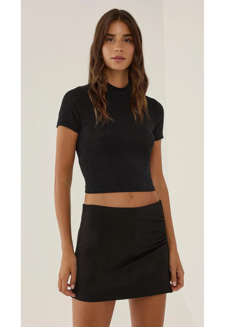 Oferte la Top  top scurt tricotat - guler inalt - negru - jerseu