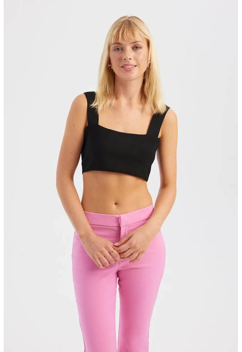 Oferte la Top -  top decolteu patrat - material textil - Negru