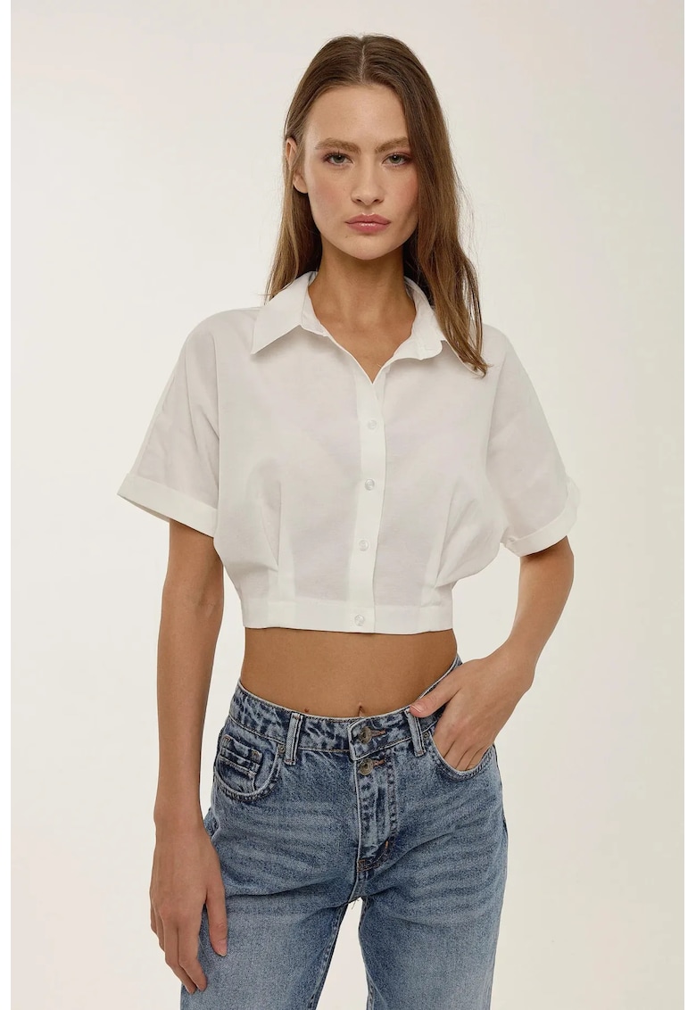 Oferte la Camasa scurta dama -  bumbac/poliester - alb