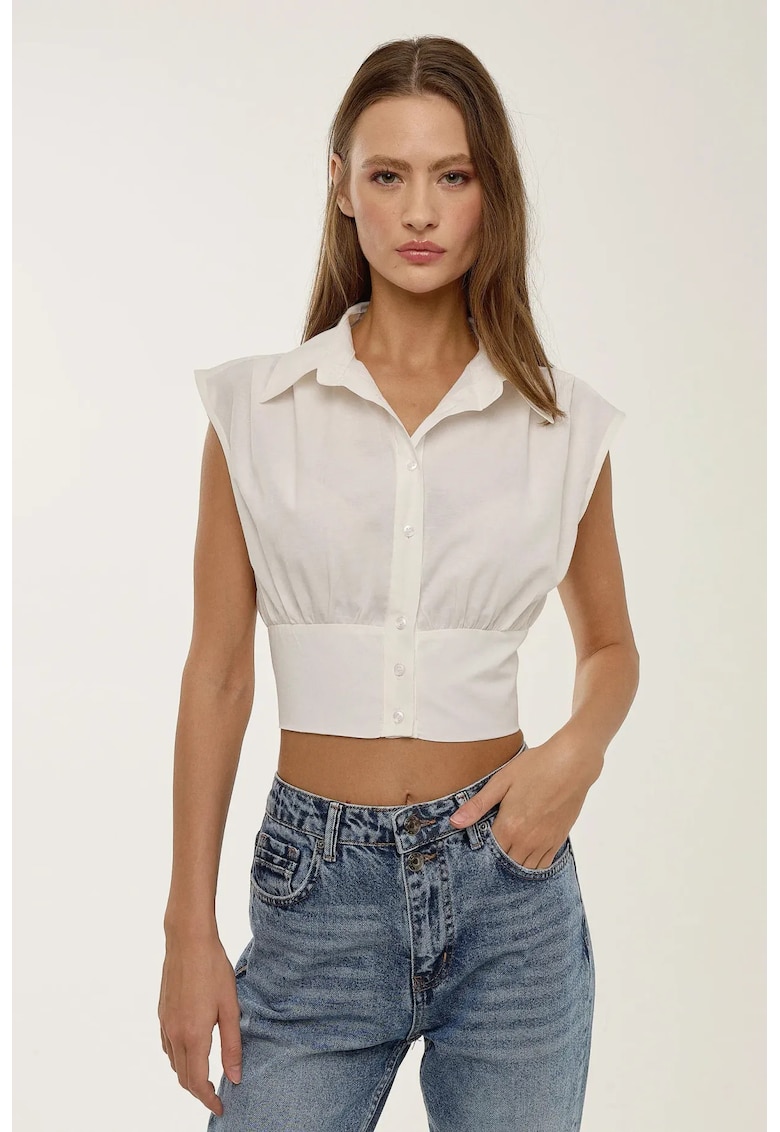 Oferte la Camasa fara maneci dama -  bumbac/poliester - alb