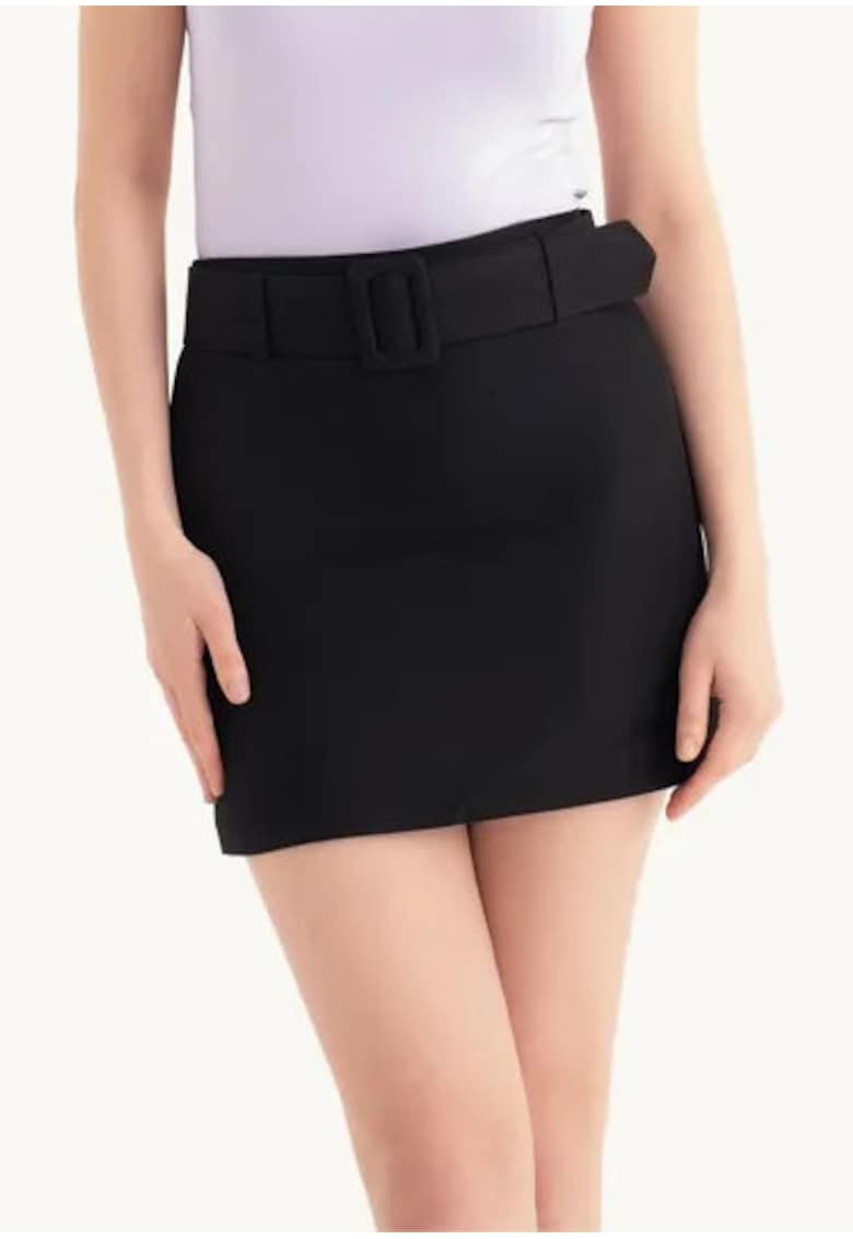Oferte la Fusta mini dama -  talie inalta - textil - negru
