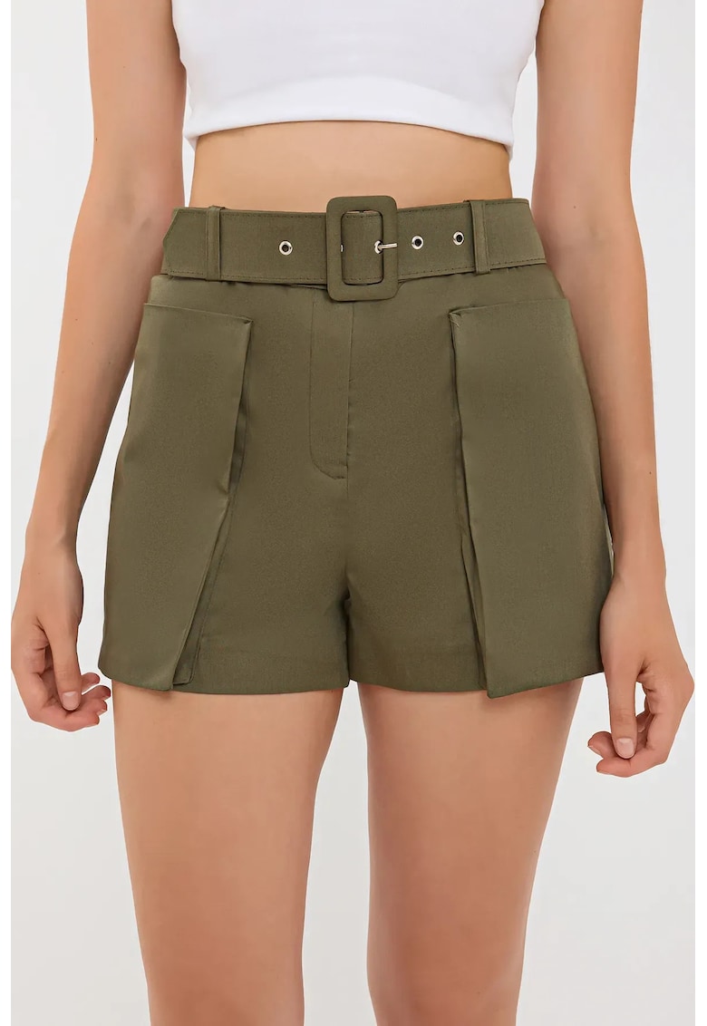 Oferte la Pantaloni scurti -  bumbac - talie inalta - verde