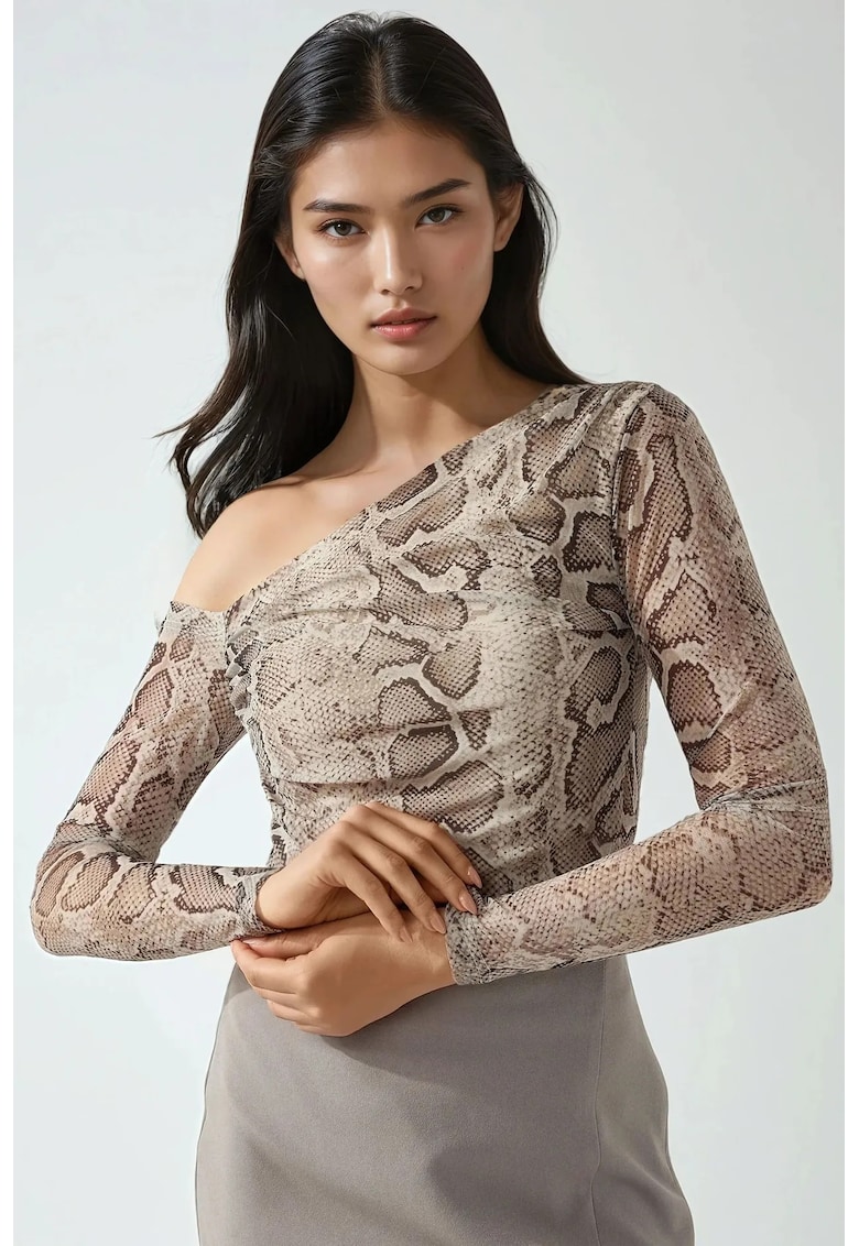 Oferte la Bluza dama -  decolteu asimetric - poliester/elastan - bej