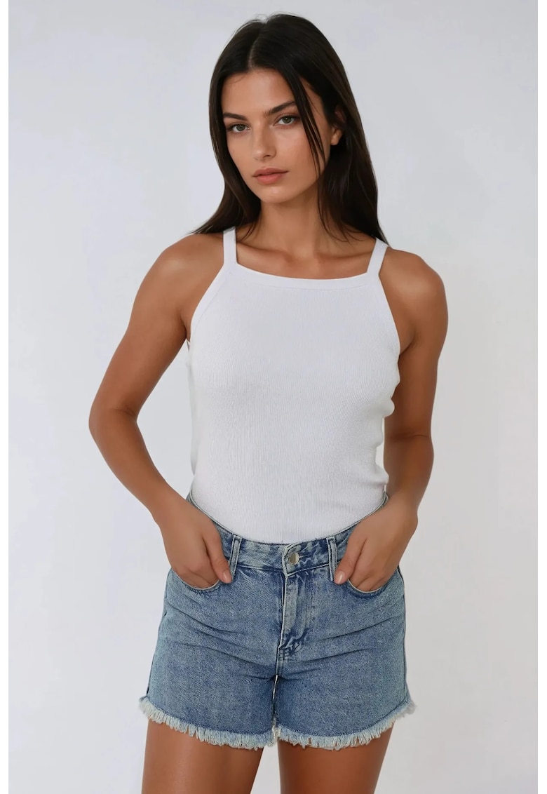 Oferte la Maiou  guler halter - mulat - alb - bumbac