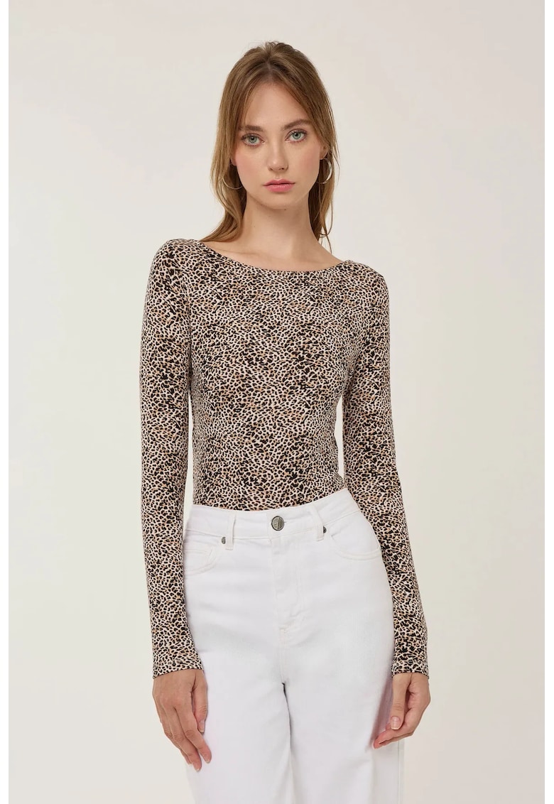 Oferte la Top dama -  slim fit - imprimeu animal - multicolor - jerseu viscoza