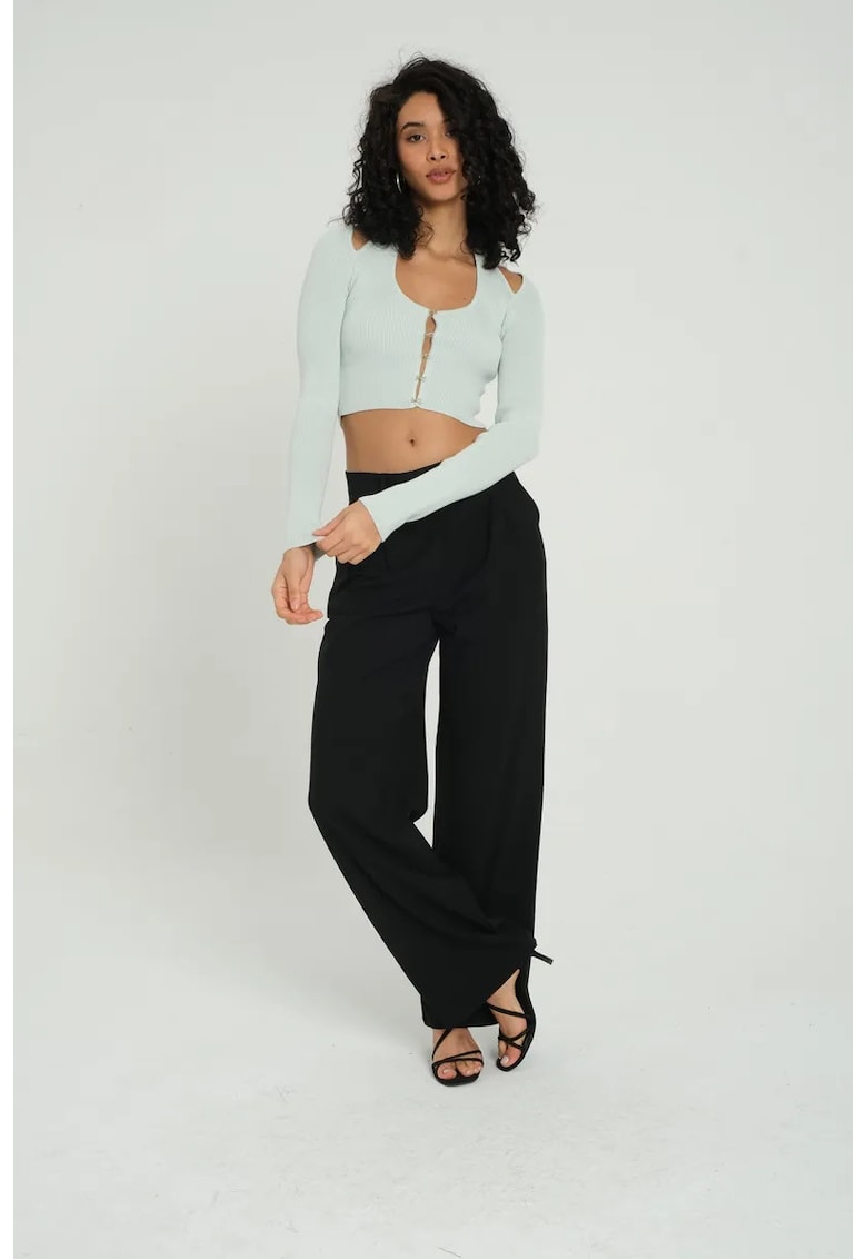 Oferte la Cardigan scurt  decolteu rotund - decupaj spate - jerseu - Albastru -