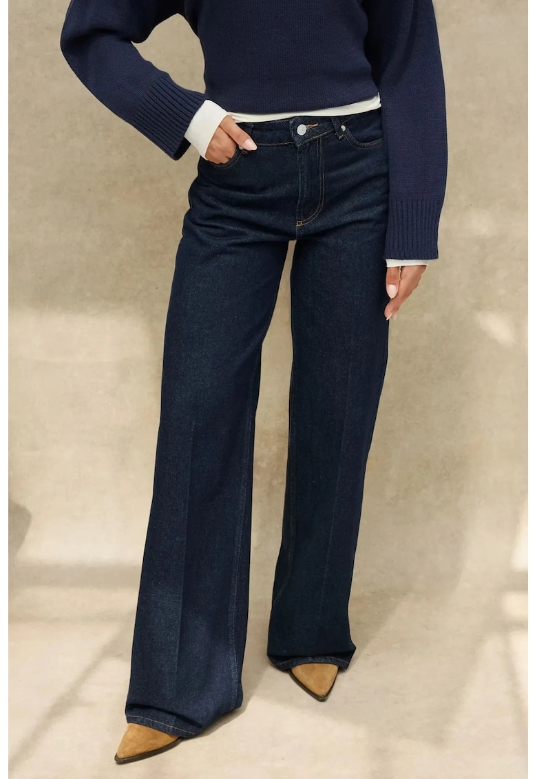 Oferte la Blugi dama  Wide Leg - albastru inchis - denim - talie normala