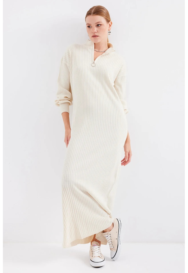 Oferte la Rochie  tricotata - guler inalt - Crema naturala -