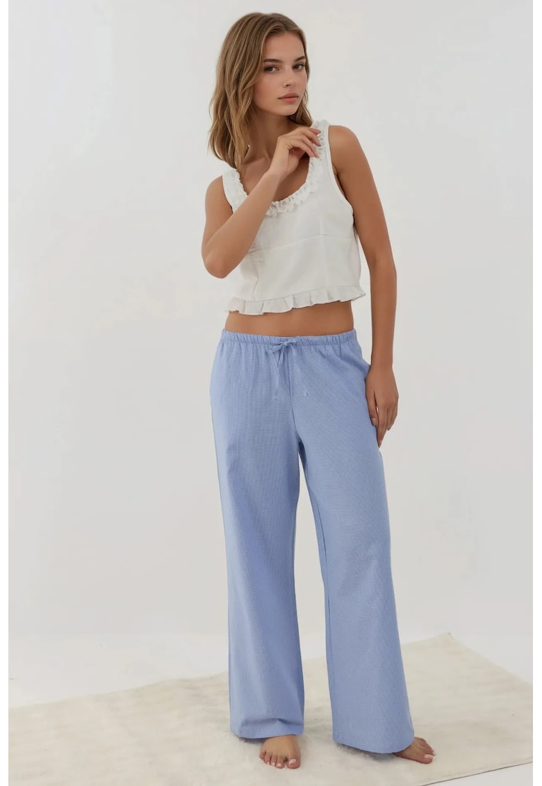 Oferte la Pantaloni de pijama  largi - poliester - albastru