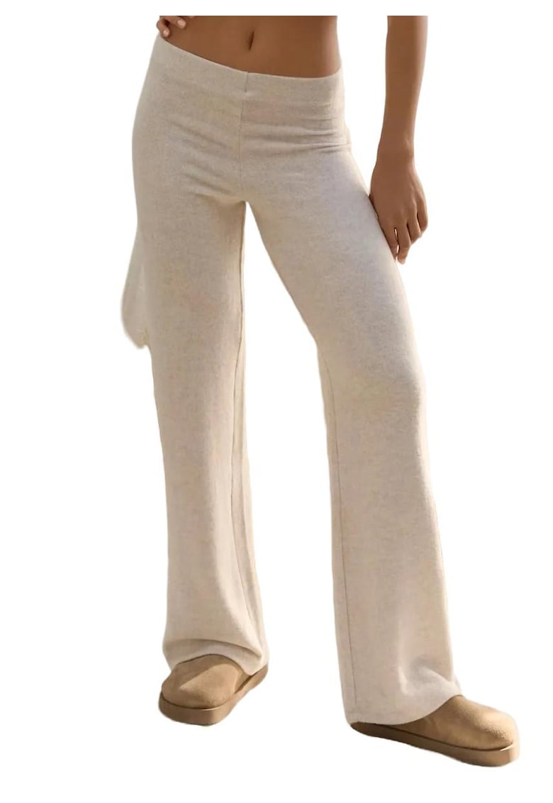 Oferte la Pantaloni dama -  talie inalta - bej - tricot