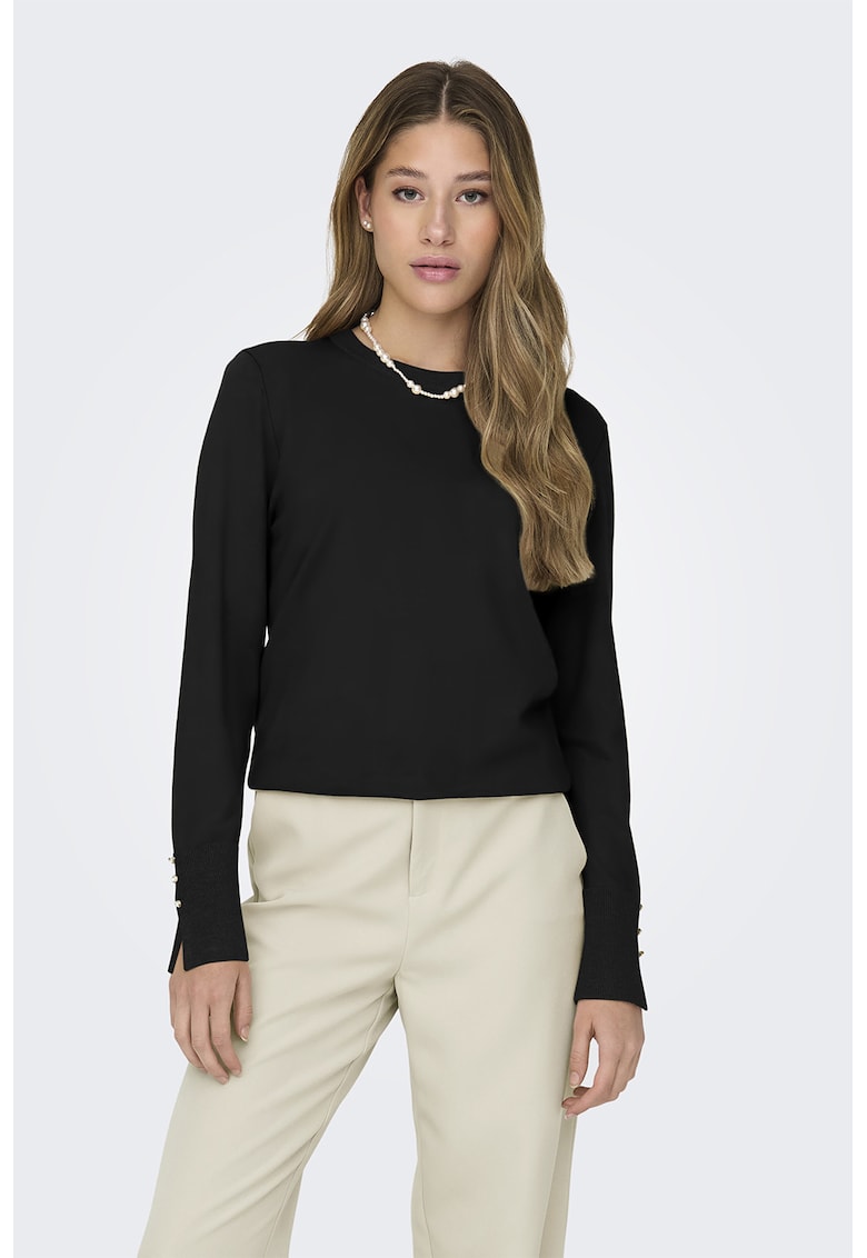 Oferte la Pulover slim fit cu mansete cu nasturi - Negru