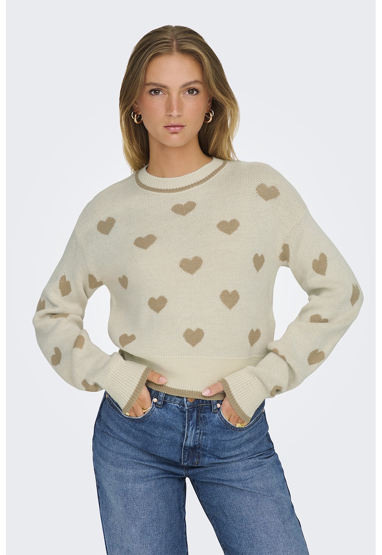 Oferte la Pulover cu model si maneci cazute - Maro nisip/Maro taupe deschis
