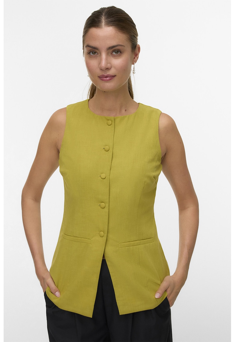 Oferte la Vesta cu nasturi si model uni - Verde masliniu