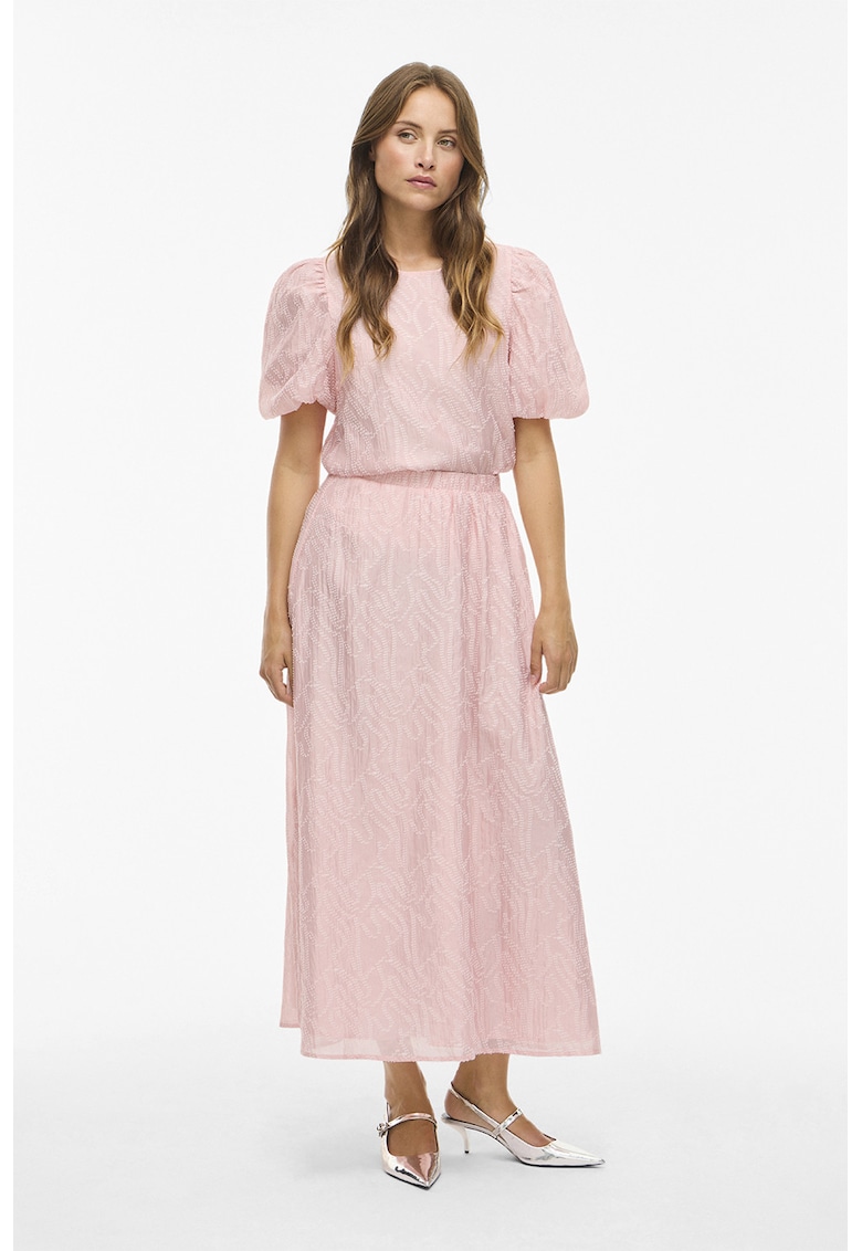 Oferte la Fusta maxi cu broderie - Roz