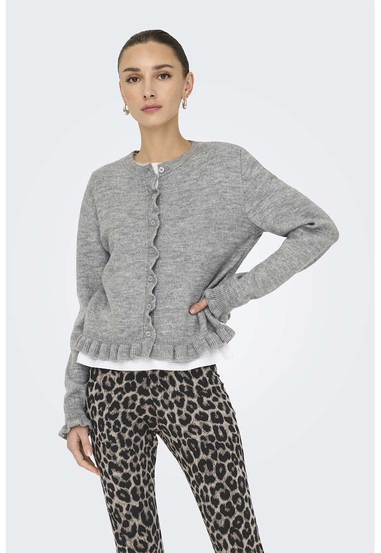 Oferte la Cardigan cu terminatie cu volane - Gri melange