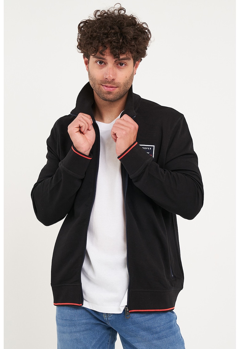 Oferte la Bluza de trening cu fermoar si logo - Alb/Negru