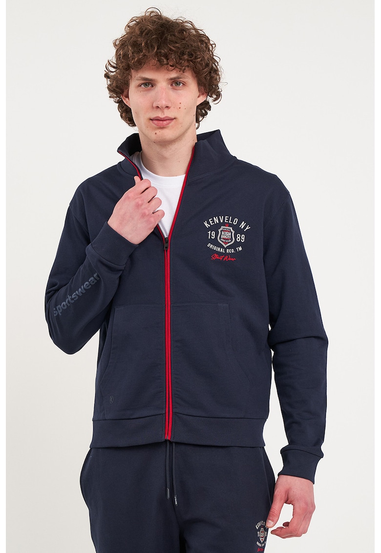 Oferte la Bluza de trening cu fermoar si logo - Rosu/Bleumarin