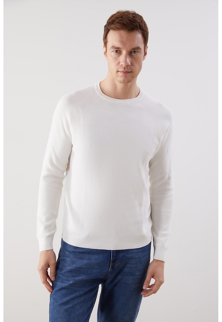 Oferte la Pulover de bumbac cu maneci raglan - Alb murdar