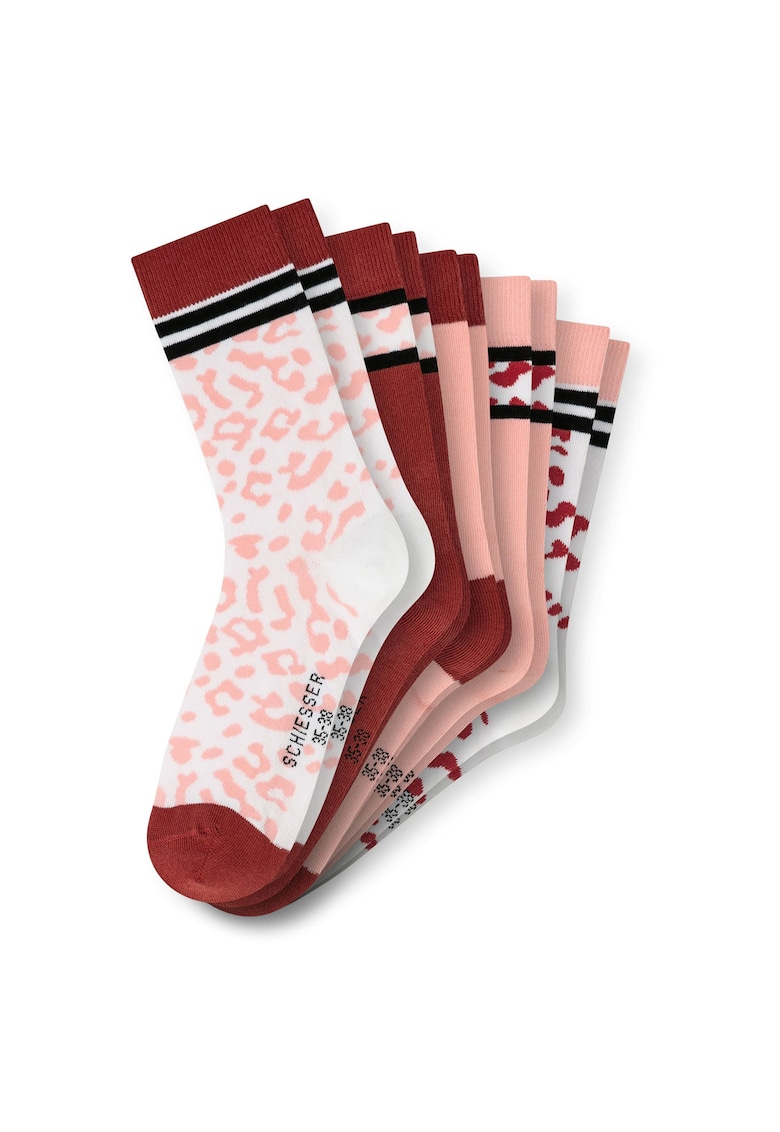 Oferte la Set de sosete lungi cu imprimeu - 10 perechi - Rosu/Alb/Roz