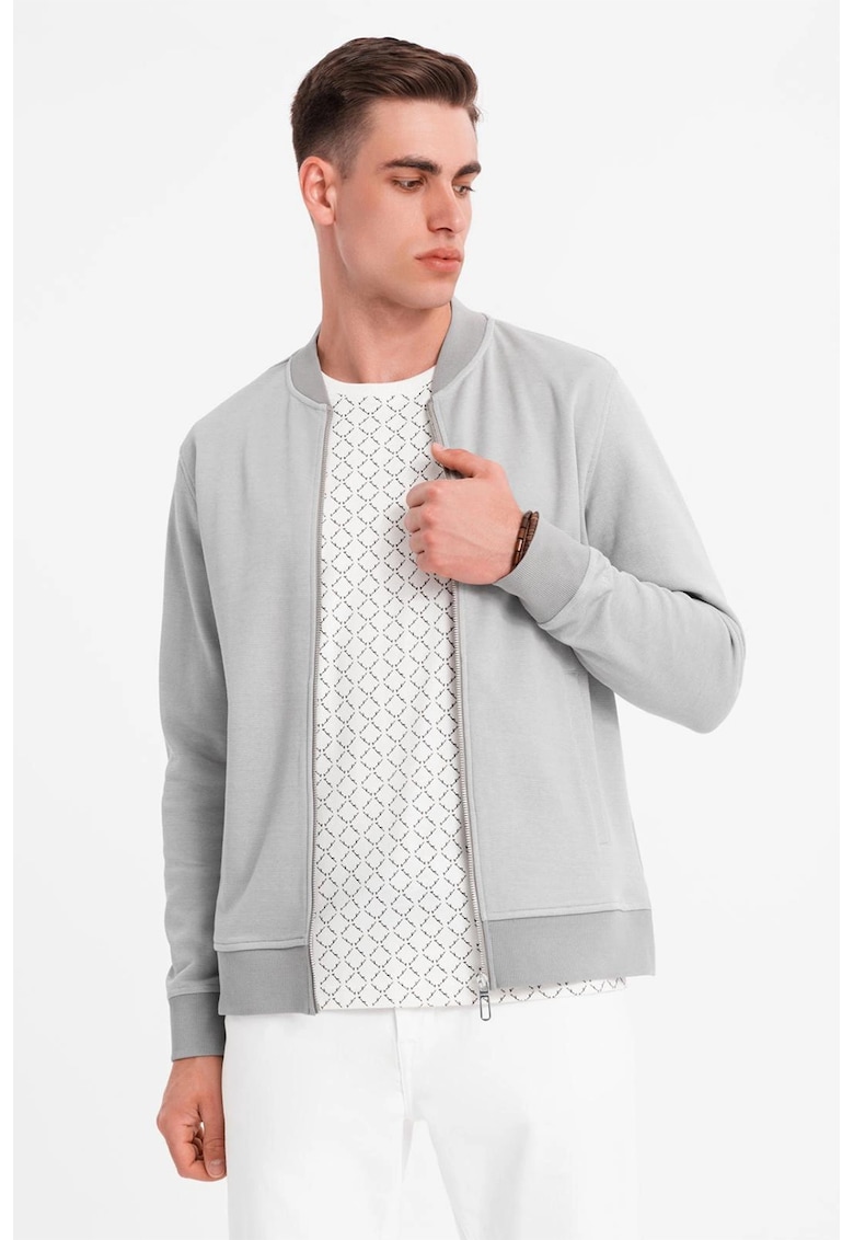 Oferte la Bluza de trening cu fermoar - Gri cenusiu