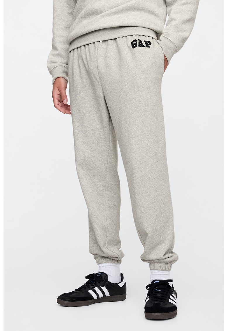 Oferte la Pantaloni de trening conici cu talie elastica - Gri melange