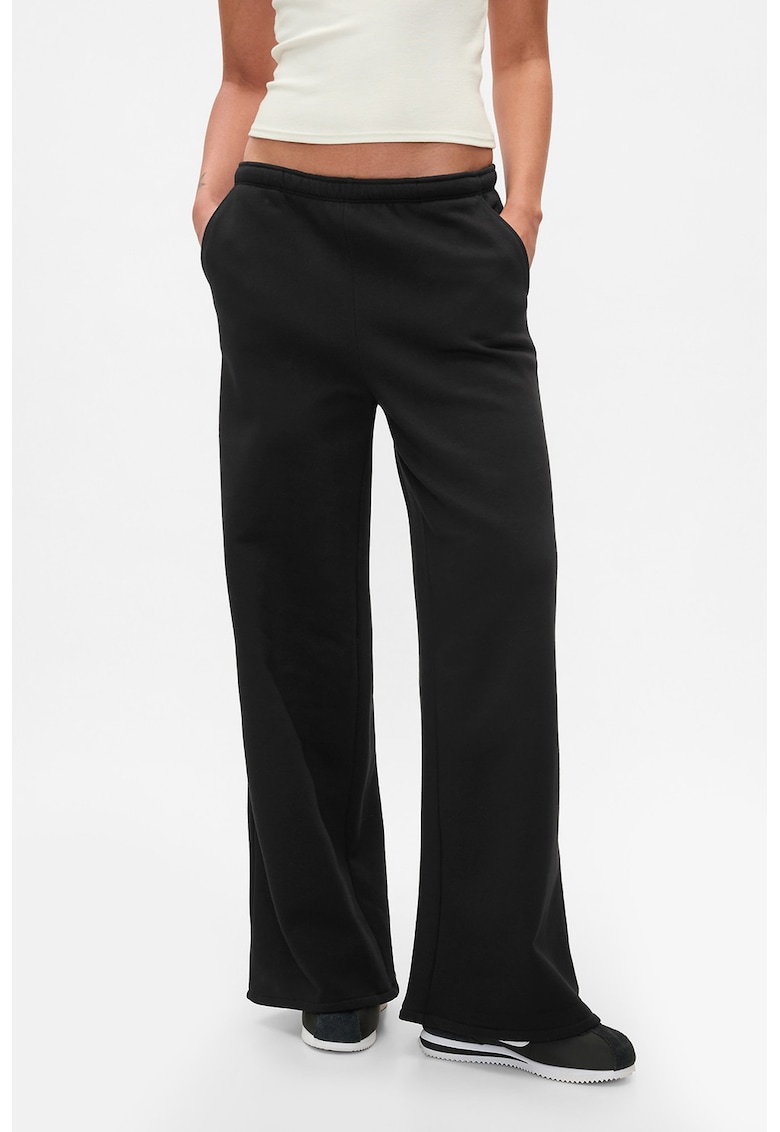 Oferte la Pantaloni de trening cu croiala ampla si talie medie - Negru