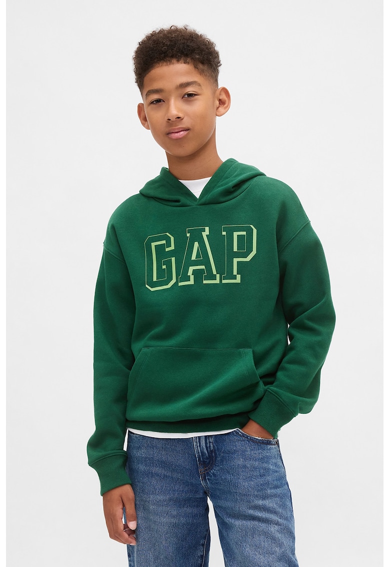 Oferte la Hanorac din amestec de bumbac cu logo - Verde padure