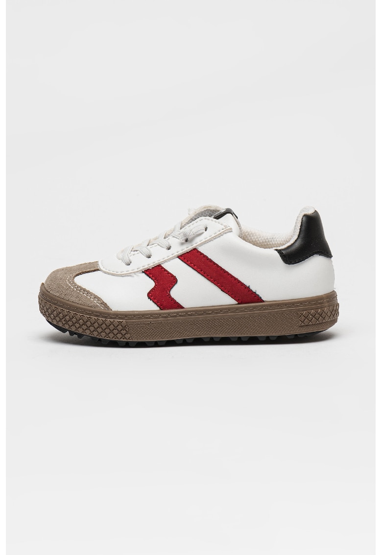 Oferte la Pantofi sport din piele ecologica cu talpa plata - Alb/Bej