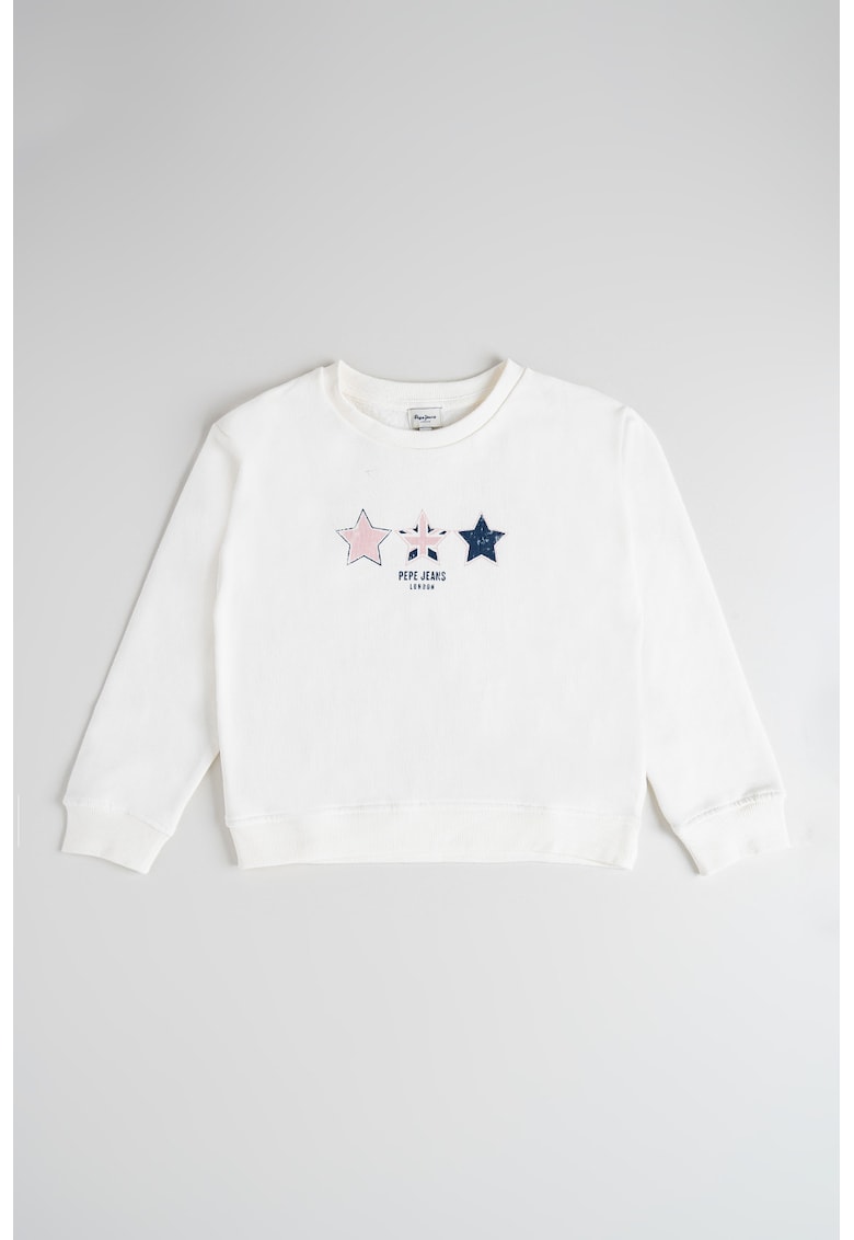 Oferte la Bluza de trening din bumbac cu imprimeu stele - Alb