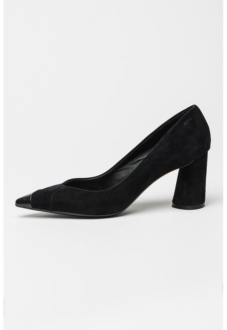 Oferte la Pantofi din piele intoarsa cu varf ascutit - Negru