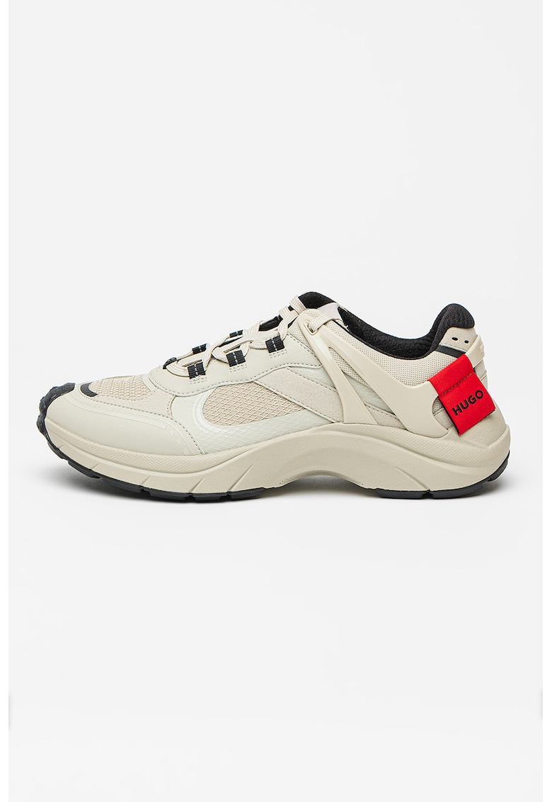 Oferte la Pantofi sport cu garnituri din material textil cu sireturi - Gri cenusiu