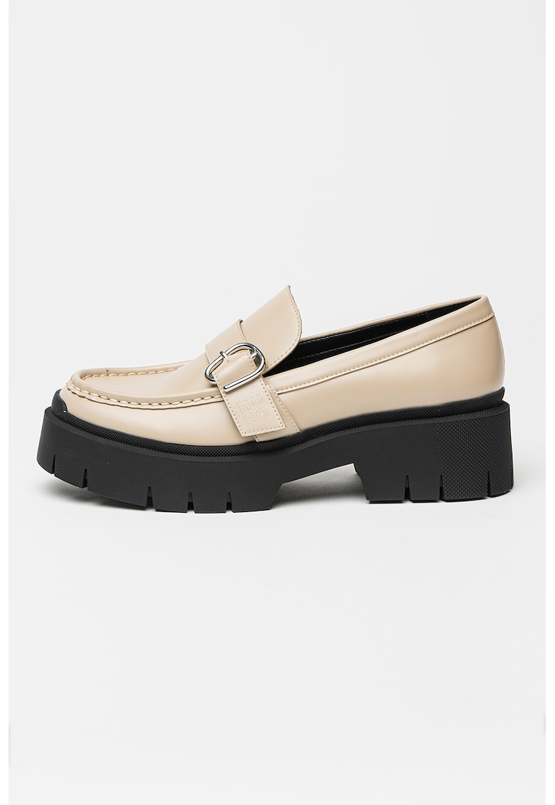 Oferte la Pantofi loafer din piele ecologica cu talpa demi-wedge - Maro taupe deschis