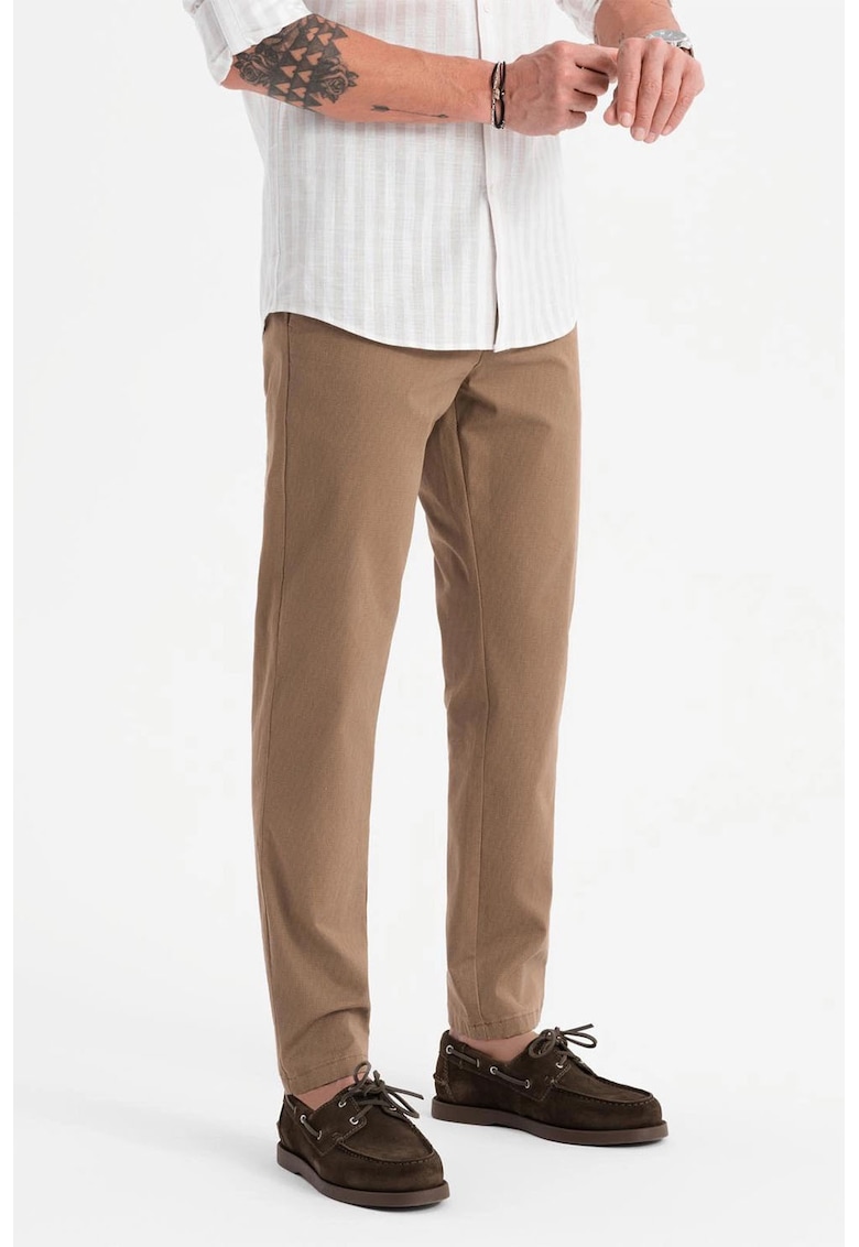 Oferte la Pantaloni drepti cu talie medie - Maro deschis