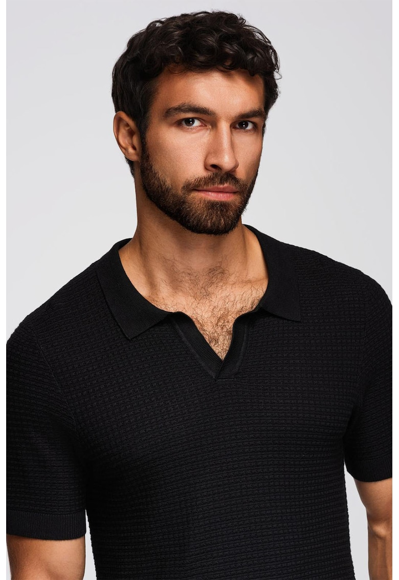 Oferte la Tricou polo texturat - Negru