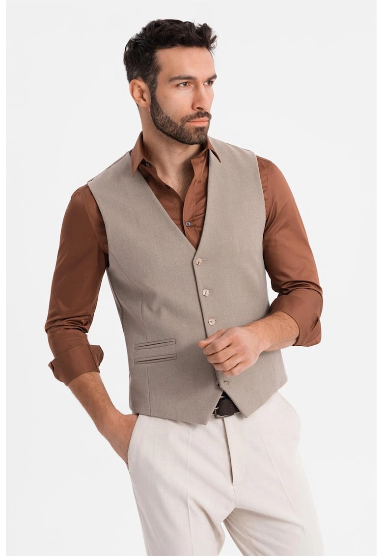 Oferte la Vesta slim-fit cu decolteu in V - Maro taupe