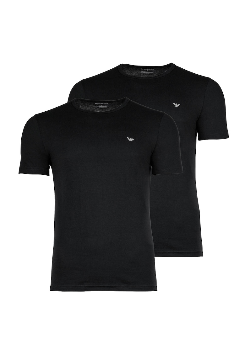 Oferte la Set de tricouri cu decolteu la baza gatului si logo - 2 piese - Negru