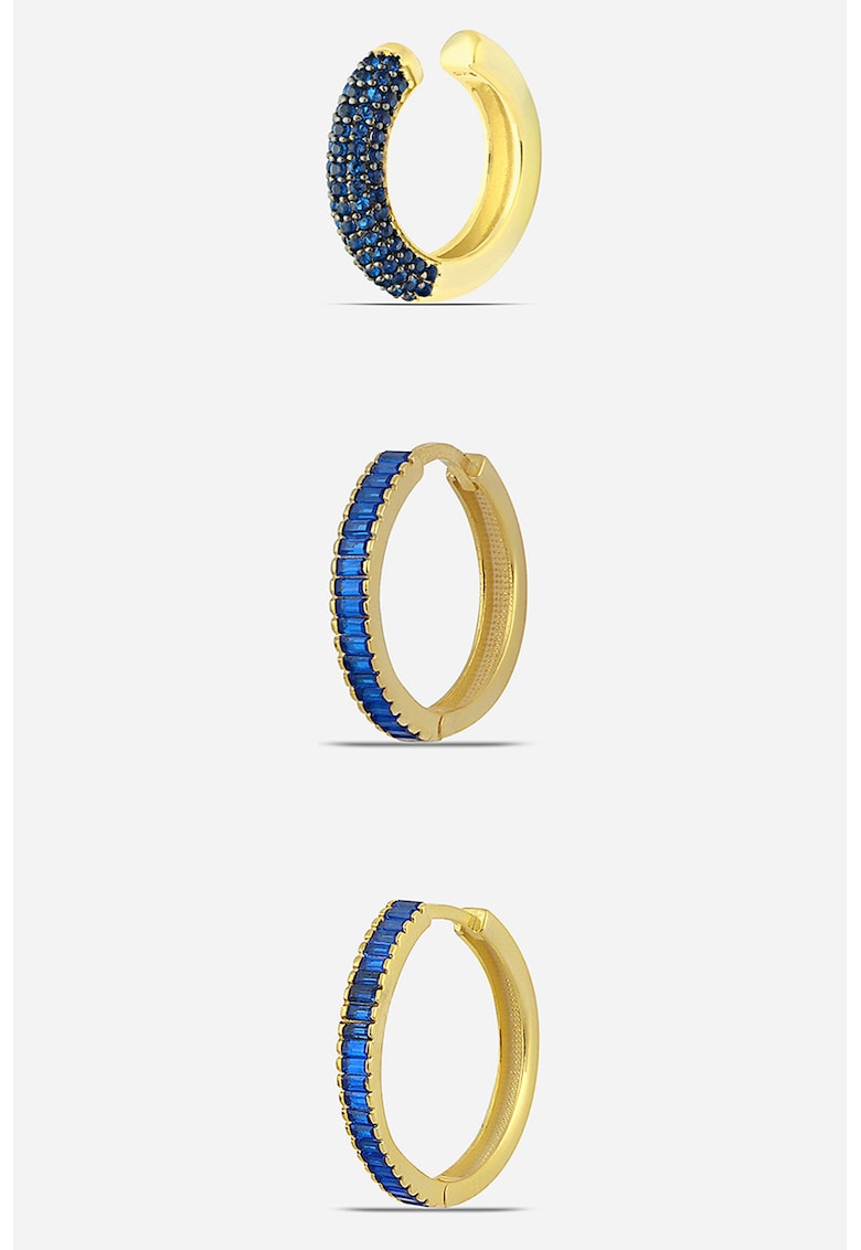 Oferte la Set de cercei rotunzi din argint - 3 piese - Auriu